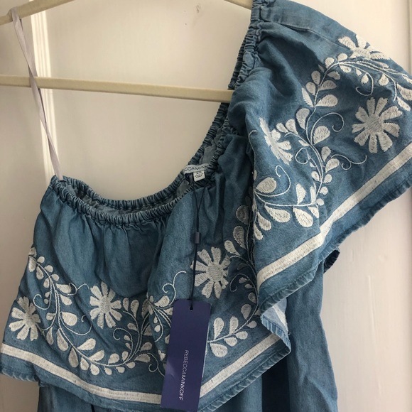 Rebecca Minkoff Light Blue One Shoulder Dress NEW - Picture 4 of 6